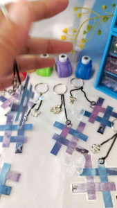 Gantungan kunci pasangan aesthetic DIY Anyaman dengan liontin