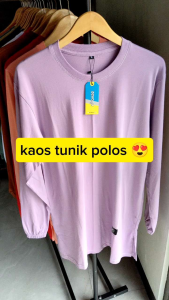 Atasan wanita polos tunik warna lilac / Tunik polos premium lengan panjang / Kaos tunik polos / Kaos atasan / Pakaian wanita