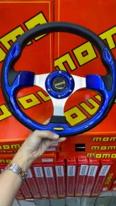 Blue Momo 13" Steering wheel Flat 3 spoke Universal available Bosskit Adaptor