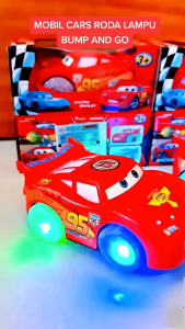 KIDZOONAA - MAINAN MOBIL BALAP KECIL MUSIK DAN LAMPU RACING RED CAR 95 MC QUEEN MERAH ANAK (TRC-028)