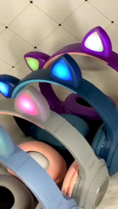 HEADPHONE HEADSET BLUETOOTH SONY XY-204 MOTIF CAT LED SUPER BASS