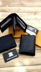 Dompet pria kulit lipat tegak branded