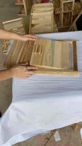 ชั้นวางของไม้สักสามชั้นพับได้