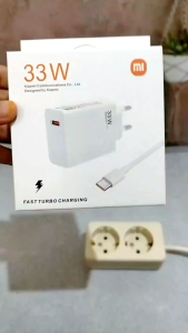 Adaptor Charger Xiaomi Turbo 33W Desimal Kecepatan Tinggi untuk Redmi Note 7/8/9/10/11/10S/11S Pro & Poco X3 M3 M4 - Putih