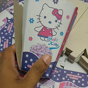 Kertas kotak popcorn 18 x 4 bahan withcraft/duplek