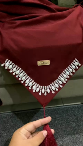 JILBAB CLARISSA TERBARU SEGIEMPAT LAURA VOAL PAYET HIJAB TASSEL TERHITS