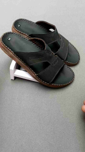 Dép da nam quai ngang thời trang thoáng khí ôm chân Dép nam da bò thật đế doctor 3cm may viền thủ công chắc chắn