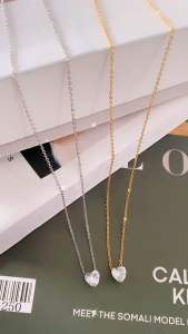 Kalung Titanium Rantai Dengan Liontin Love CXA97