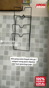 Rak gantung tempat tutup panci dapur 4 susun bahan besi