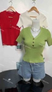 SALE women’s knitted shortsleeved  blouse xs-L / women’s. Plain color v-neck blouse /knitted casual blouse