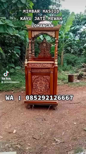 Mimbar Masjid Atap Kubah Kayu Jati Ukir Jepara Mewah