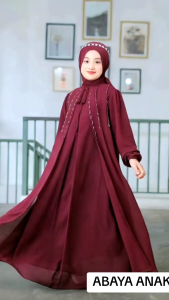Letishia Dress Pesta Anak Perempuan Terbaru 7-9 Tahun Ceruty Mix Payet Model Depan Layar Menyatu