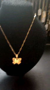 Mini paperclip chain with butterfly pendant