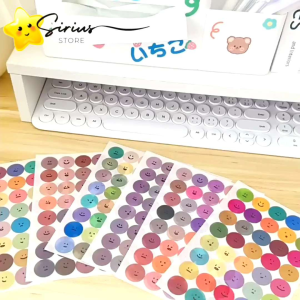 6 Lembar Stiker Emoji Smiley Face: Penghias Jurnal & Scrapbook