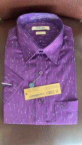 (6P0090) Áo sơ mi Việt Tiến tay ngắn vạt ngang form rộng vải 100%cotton