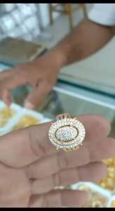 Cincin Hijab Big Ovale Solitare Titanium 22K (Emas)