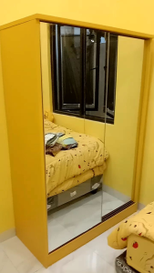 lemari pakaian sliding cermin Frameless warna bisa custom