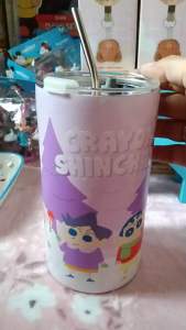 กระบอกน้ำสแตนเลสเก็บอุณหภูมิ sus304 มีหลอด CRAYON SHINCHAM ลิขสิทธิ์แท้ 500ml.