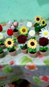 Crochet Potted Flowers Handmade