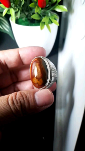 cincin batu akik motif kembang natural realpict