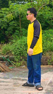 เสื้อคนงาน คอกลม ไหล่สโลปทูโทน