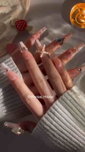 Pakai Kuku Handmade Penuh – Siri Reben 3 - Dilengkapi dengan Kit Alat / 100% Handmade Wearable Nails – Ribbon Pearl Series 3 - Comes with Tool Kit