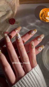 Pakai Kuku Handmade Penuh - Siri Bunga 14 - Dilengkapi dengan Kit Alat / 100% Handmade Wearable Nails - Flower Series 14 - Comes with Tool Kit