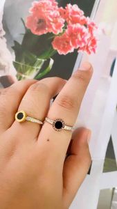 Cincin Titanium Permata Putih Dan Hitam CXA141
