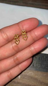 PAWNABLE 18K Saudi Gold Mini Cutie Three-Layer Heart Earrings(Lightweight/Open back)✨