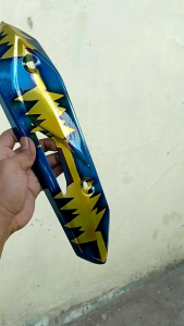Cover Pelindung Knalpot Vario 110fi Scoopy Fi Beat Bahan Besi Stainles Blue Gold