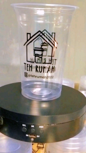 Custom Sablon Gelas Cup Datar (100 Pcs) Ukuran 18 Oz Dan 22 Oz / Tebal / Starindo / Free Desain