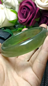 (Certificate)Serpentine Jade / Xiu Yu Jade Bangle 56mm+ (附证书)岫玉手镯56mm+ 水头饱满特别润 冰透 很润水头好 精品品质 冰透水润 特别大气