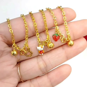 Gelang Tangan Anak Nori Ukir Perak Asli 925 Lapis Emas