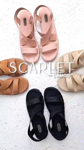 Sepatu Sandal Wanita Camou Terbaru 2025 Tali Belakang Korea Style Scarlet Caramel