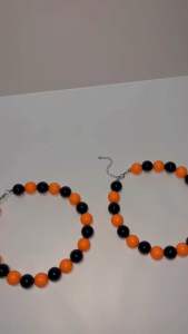 Pumpora Halloween Beads Necklace Kalung Manik Tema Halloween Orange Black Theme Costume Oren Hitam 18mm Besar