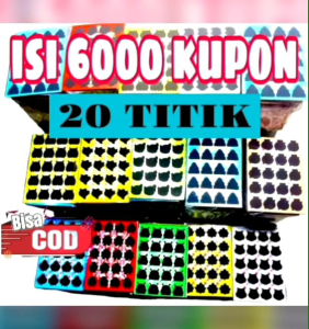 MAINAN ANAK KUPON GOSOKAN BOM 20 TITIK MOTIF CAMPUR 2000 PCS KUPON SUDAH DI POTONG RAPIH