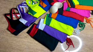 bộ đồ chân váy chéo eo tập gym yoga aerobic đi bơi kèm mút