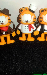 Grosir 12pcs Ganci Gantungan Keychain 3D Karakter Garfield JN1112