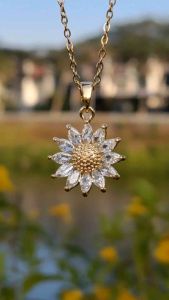 Kalung Liontin Bunga Matahari Stainless Steel Dainty Sunflower Necklace