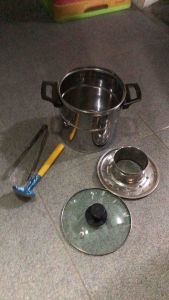 Dandang Bakso Stainless 22cm Tutup Kaca Lengkap