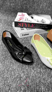 Sepatu Flatshoes Wanita Abna Lavenia AG013 Kerja Hitam Karet flat shoes cewek Perempuan