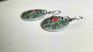 Christmas ceramic earrings : Her Jewellery Handmade Ceramic Earrings (Hand painted)