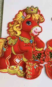 Cặp decal ngựa Thần Tài( Mã đáo thành công) dán cửa trang trí lễ Tết