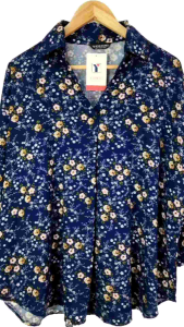 Atasan Kemeja Blus Wanita Oversize V-Neck JUMBO RAYON Motif Bunga Sakura Viral Terbaru dan Kekinian LD 110 120 130 CM SUPER BIG SIZE XXL 4XL 5XL 4755#