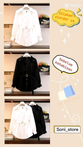 Mikayla kemeja putih wanita Korean style - atasan terbaru simple - S ML XLXXL 3XL