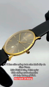 Đồng Hồ Nam size 41mm dây da hãng máy pin Nhật kính sapphire chống xước chống nước tốt