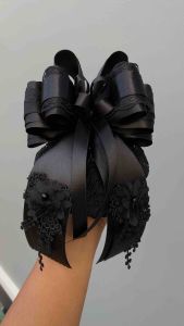 เน็ตติดผมสีดำ 5 ชั้นประดับลูกไม้