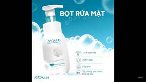 Sữa rửa mặt tạo bọt dịu nhẹ Aricamun Gentle Foaming Cleanser Lọ x 175 ml | Dịu nhẹ cho da chứa chiết xuất jojoba centella asiatica và collagen hydrat hóa.