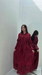 F519 Dress Gamis Kondangan Korean Style / Gamis Pesta / Gamis Syari