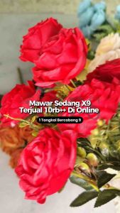 [MAWAR SEDANG X9] BUNGA PALSU 9 KEPALA MAWAR ARTIFICIAL FLOWER 9 KUNTUM ROSE MAWAR GAYA EROPA BUNGA MAWAR EUROPE ROSES BUKET BUNGA HAND BOUQUET SURABAYA DIY FLORIST FAKE FLOWER BUNGA KAIN BUNGA PLASTIK BUNGA HIAS RUANG TAMU VAS BUNGA